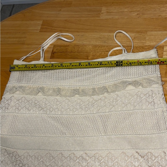 Zara cream white Crochet Lace Knit Maxi Midi Dress Small Coastal Boho Chic - Picture 3 of 13